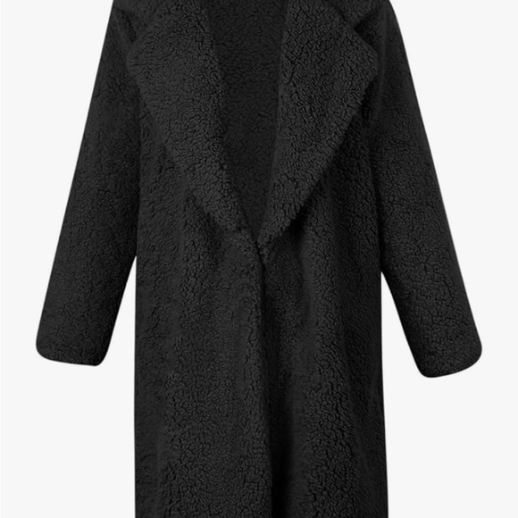 Teddy oversized black warm fleece jacket - Picture 6 of 8